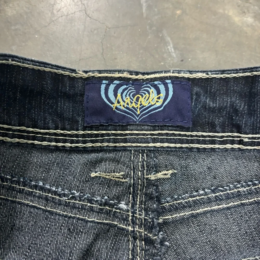 Angels Denim Flared Bootcut Y2K Jeans Dark Blue Womens 5 Mallgoth Preppy - Picture 3 of 6